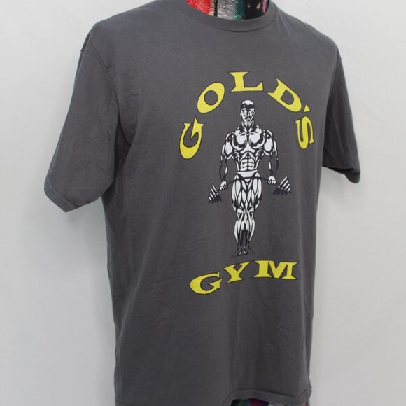 Vintage Golds Gym Shirt Mens Medium Gray Tshirt Workout lifting World - Picture 4 of 7